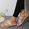 thumbnail image 6 of Mepaouo Women's Flat Sandal Strappy Toe Ring Slip on Slide Sandals Comfortable Metallic Flip Flops, 6 of 7