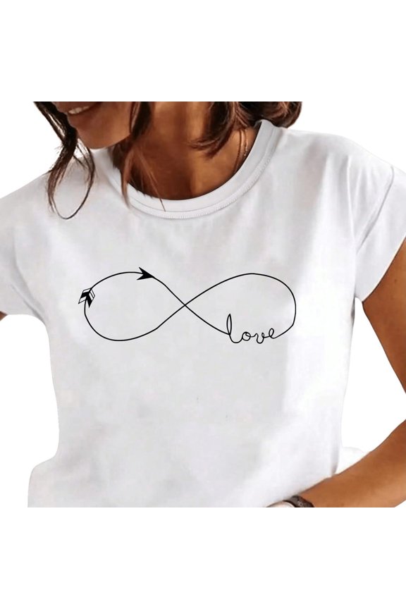 Wo Print Love Letter Sweet 90s Summer log Clothes FaS1Hion C1Asual T-S1Hir