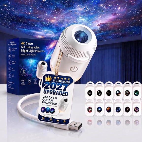 2027 Upgraded Galaxy & Ocean Projector, Plug and Play Hd Star Projector | 360° Adjustable Hd Smart Dynamic 5D Holographic Night Light Projector for Bedroom Ceiling