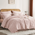 thumbnail image 2 of Flymme Boho Comforter Sets Queen Size 7 Pieces Pink Bed in a Bag Embroidery Shabby Chic Bedding Tufted Comforter Set with Sheets for All Season, 2 of 8