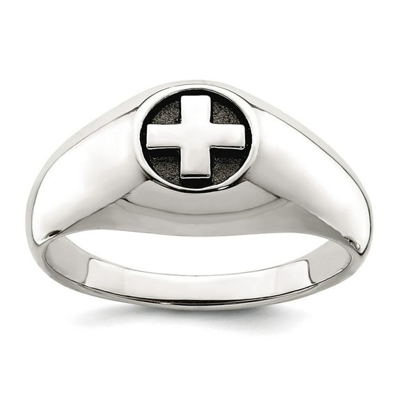 925 Sterling Silver Oxidized Religious Faith Cross Ring Size 10 Ring for Women - 5.4 Grams