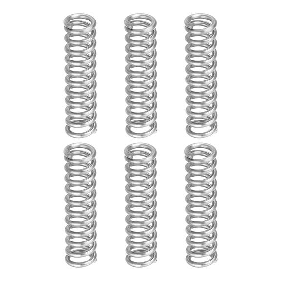 Uxcell 6Pack Compression Springs, 1mm Wire Diameter x 6mm OD x 25mm Length Stainless Steel Extension Spring, Silver