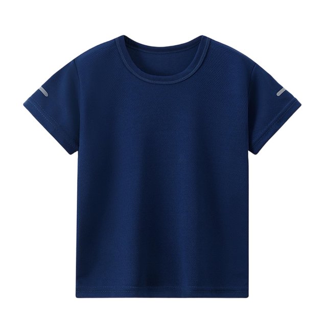T-Shirt de Sport pour Garçons, Manches Courtes à Séchage Rapide à Col Rond pour la Course, Couleur Unie