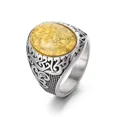 thumbnail image 4 of Retro 14K Yellow Gold Rings Luxury Big Stone men Women Rings Wedding Couple Fashion Jewelry, 4 of 8