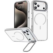 Entronix Magnetic Case for iPhone 17 Pro — Colored Back with Kickstand Soft Grip Protective Clear Cover, White