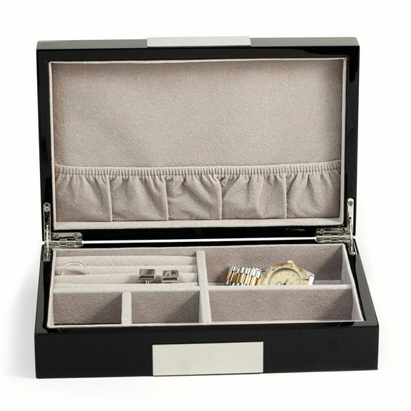 Lacquered Black Wood Valet Box