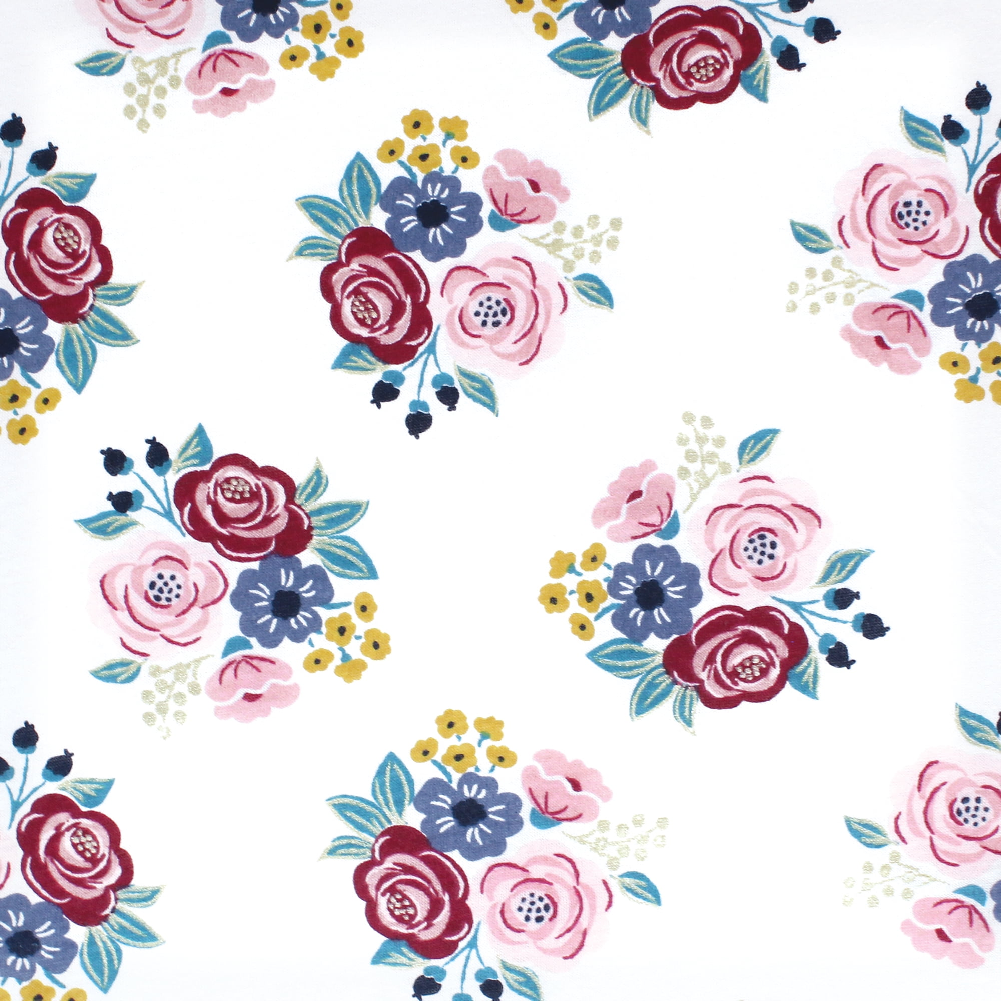 Hudson Baby Infant Girl Cotton Fitted Crib Sheet, Blush Navy Floral, One Size