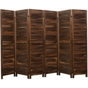 Legacy Decor (4, 6, 8) Panel Room Divider Full Length Wood Shutters Louver - Black, Brown, White, Natural