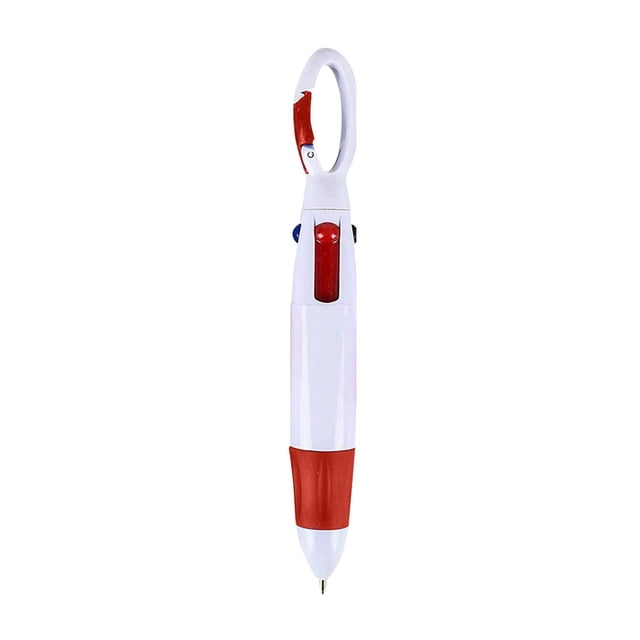 ZTTD Retractable Shuttle 4-in-1 Multicolor Ballpoint Pens with Carabiner Clip - 1 Count, 1.0mm, 4-Color Retractable Multicolor Ballpoint Pens for Office Home Supplies(Red)