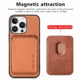 thumbnail image 3 of Dteck Detachable Back Cover for iPhone 16 Pro Max with Card Holder, Magnetic Wallet Pocket Carbon Fiber Texture PU Leather Slim Phone Case, Brown, 3 of 12