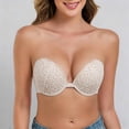 thumbnail image 2 of iHPH7 Deep Plunge Strapless Bra for Women Front Clasp Lace Push Up Bra Anti-slip Invisible Bralette for Wedding Evening Prom Dress White S, 2 of 9