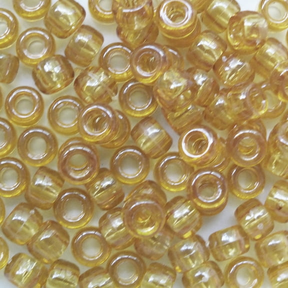 Pony Beads Champagne Crow Beads 6x9mm Large Hole Made in USA