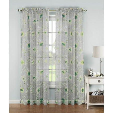 Pamela Printed Sheer Extra Wide Rod Pocket Curtain Panels