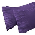 thumbnail image 3 of 2 Piece Vintage Ruffle Pattern Solid Purple European Pillow Shams, (European 16X16 Pillow Cover), 100% Egyptian Cotton, 800 Thread Count, European Size, 3 of 3
