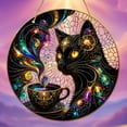 thumbnail image 4 of Black Cat Suncatcher,Halloween Black Cat Garden Ornaments,Black Cat Coffee Stained Glass Wall Art,Sun Catchers Indoor Window Black Cat Acrylic Suncatcher Window Hanging Decoration Sun Catcher Decor, 4 of 9