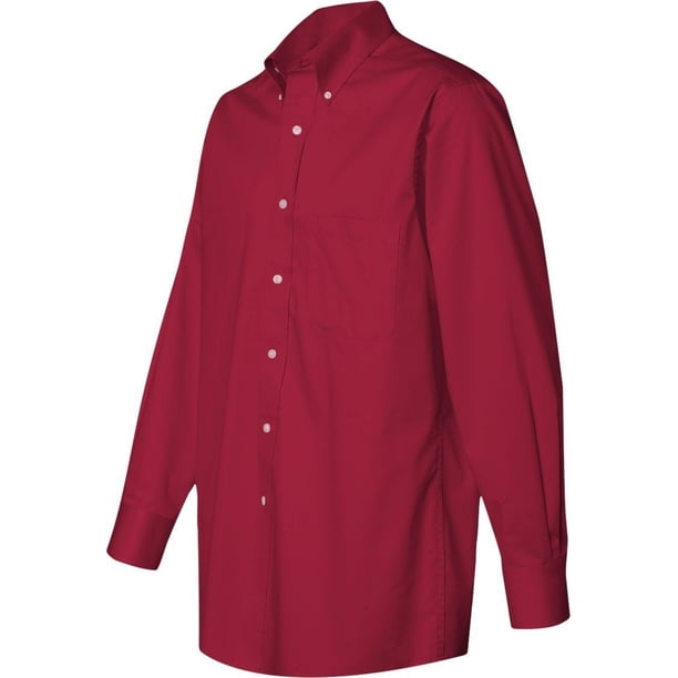 Van Heusen - Camisa de sarga de manga larga, Scarlet M Van Heusen Camisa de vestir