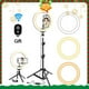 thumbnail image 3 of LED 3 engranajes ajustables 12 "/10"/6 " ligero teléfono soporte USB alimentado para YouTube Facebook Live Photography Beauty - Conjunto de H Establecer H Sunnimix  trípode de luz de anillo de soporte de luz, 3 of 8