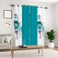 thumbnail image 6 of Lfeey Teal Floral Blackout Curtains for Bedroom, Room Darkening Thermal Insulated Grommet Window Drapes, 42x63 Inch Set of 2, 6 of 7