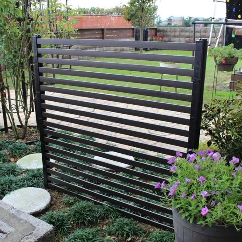 4ft x 3ft Black Metal No-Dig Outdoor Privacy Screen, Decorative Fence Panel for Garden Patio Balcony, Durable Easy Installation