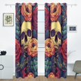 thumbnail image 2 of Skull and Flowers Blackout Curtains for Living Room Bedroom 55W x 72/84L Insulated Window Drapes 2 Panels, 2 of 6