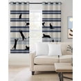 thumbnail image 2 of Cute Cat Blackout Curtains for Bedroom Living Room Darkening Curtains 63 Inches Long Funny Playing Animals Blue Stripe Lines Retro Window Curtain 2 Panels Set Window Treatment Grommet Drapes 52"x63", 2 of 9
