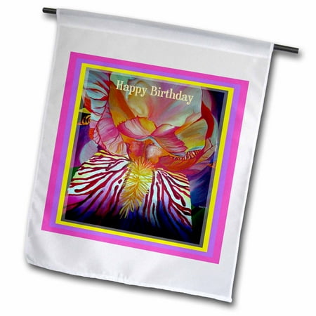 Patio Flower Ideas 3dRose Happy Birthday- iris, flower, flowers,birthday, faith, hope,for her, birthday, gift idea - Garden Flag, 12 by 18-inch ()