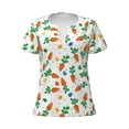 thumbnail image 2 of Fuzoiu Cute Carrot Print Women's V-Neck T-Shirt,Women's Short Sleeve Top, Comfortable for Work, Leisure, and Sports, 2 of 7