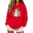 thumbnail image 2 of Molidfa Women's Happy Ghost Hoodie Drink Pumpkin Halloween Graphic Sweatshirt, 2 of 5