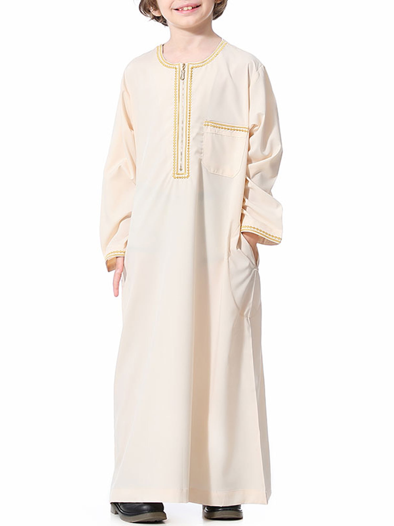 Islamic Muslim Kids Boys Jubba Kaftan Dishdasha Thobe Abaya Arab Robe Maxi Dress