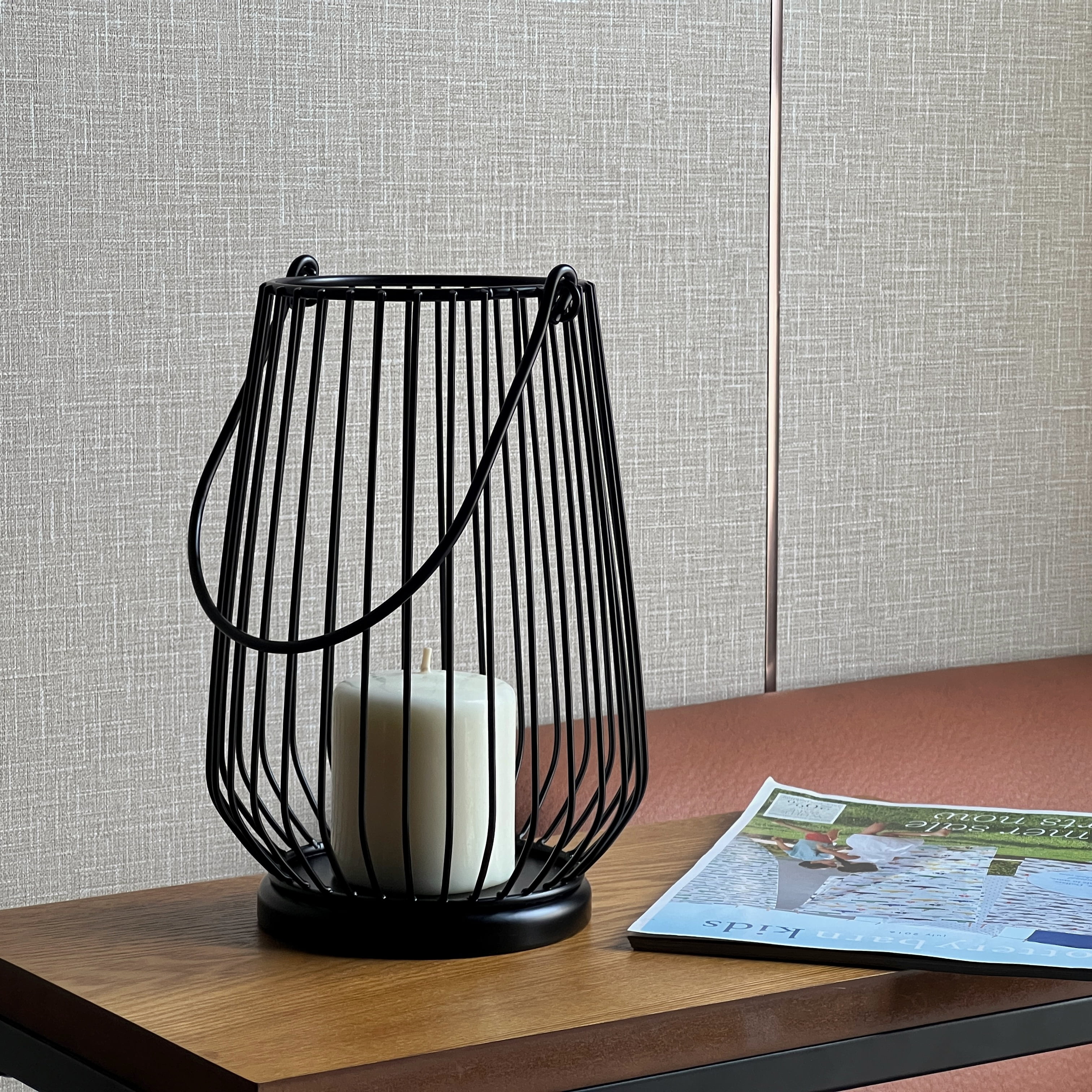 Mainstays Black Metal Wire Candleholder Lantern, 10", Medium