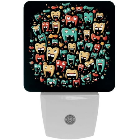 

Small teeth LED Square Night Lights - Energy Efficient and Contemporary Design - for Bedrooms and Hallways - Includes Sensor with Auto on/Off - Easy Installation