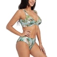 thumbnail image 2 of Kdxio Watercolor Palm Tree Print Women's 2 Piece High Waisted Wrap Spaghetti Strap Summer Swimsuit Bikini Set-XX-Large, 2 of 7