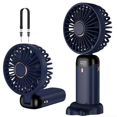 

UHUSE Handheld Personal Fan Portable Handheld Fan Held Travel Fans Folding Cooling Fan USB Rechargeable 5 Speeds with LED Display