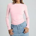 thumbnail image 5 of 3PC Outfmvch Fall Clothes Basic Clothes Women Fall Tops for Women Basic Tops for Woman 3 Pieces Women Y2k Basic Long Sleeve Top Round Neck Crop Blouse Aesthetic Streetwear # Pink+white+blcak M, 5 of 7