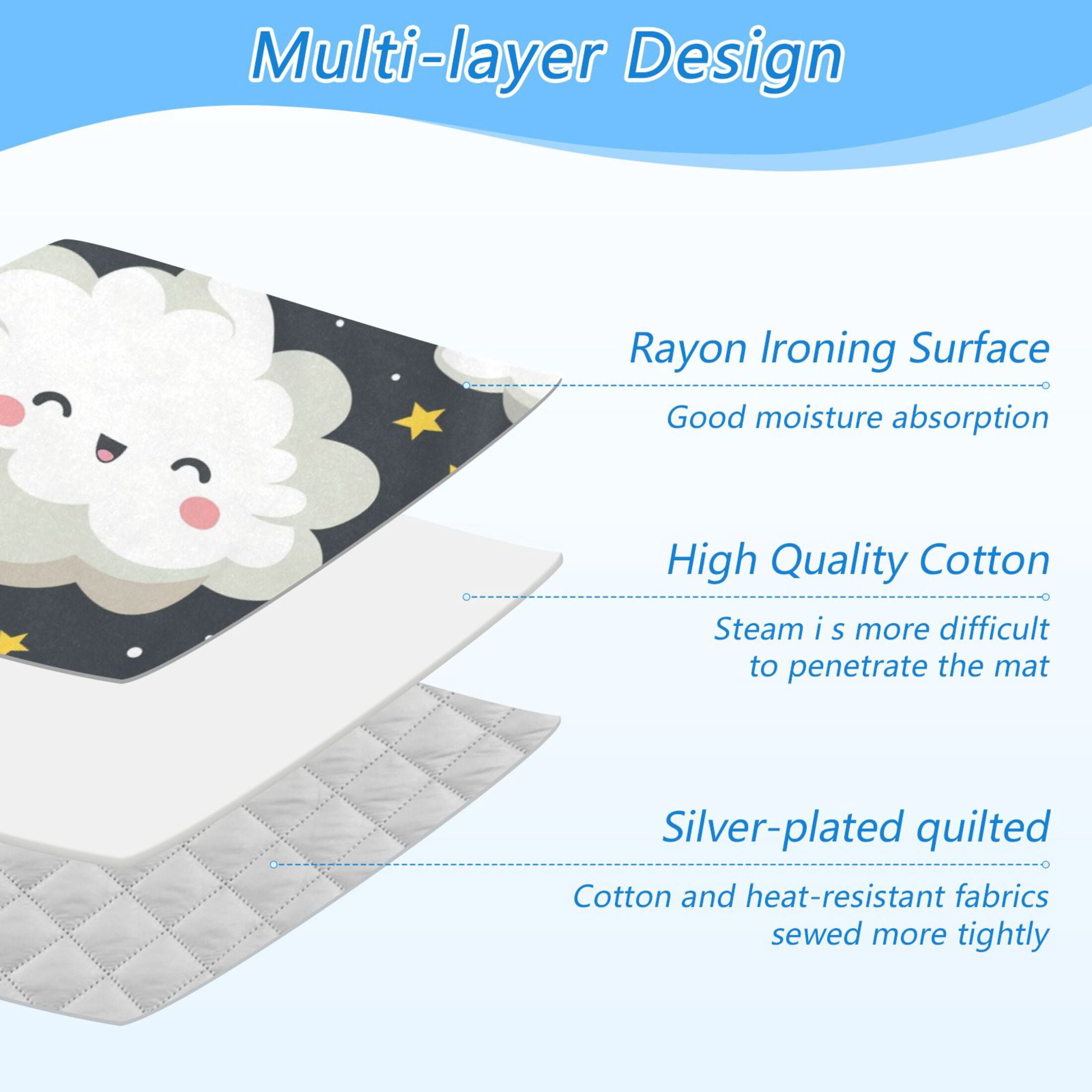 Cute Clouds Stars in Night Ironing Mat Blanket Portable Travel Ironing Pad Heat Resistant Pad 47.2" x 27.6”
