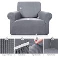 thumbnail image 3 of Funda elástica para sofá de jacquard de 1 pieza, funda elástica para sillón, funda decorativa para sofá (gris claro, 1 plaza) Sincero Electrónica, 3 of 5