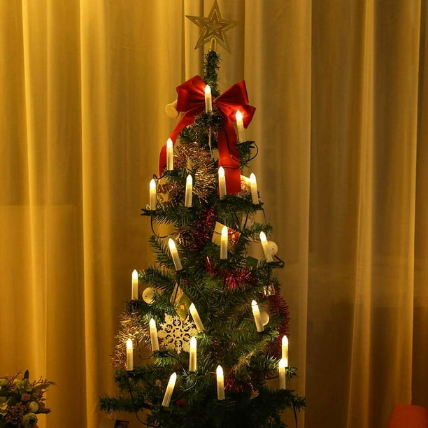 Lámpara De Vela Lideró A USB, Luces De Cadena De Velas Navideñas Sin Llama LED Blancas Cálidas Con Clips Para Árboles, Para Decoración De Fiestas Navideñas