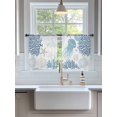 thumbnail image 3 of Sheer Curtains 45 Inch Length 2 Panels Set for Kitchen, Navy Blue Coastal Semi Sheer Curtains for Windows, Coral Jellyfish Nautical Voile Window Treatments Rod Pocket Curtain, 3 of 7