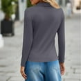 thumbnail image 3 of Womens Long Sleeve Polo Shirts Business Work Casual V Neck Collared Tops Button Down Loose Fit Tees Shirts Gray XL, 3 of 4