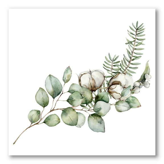 Designart ' Eucalyptus Branches With Christmas Bouquet ' Traditional Canvas Wall Art Print