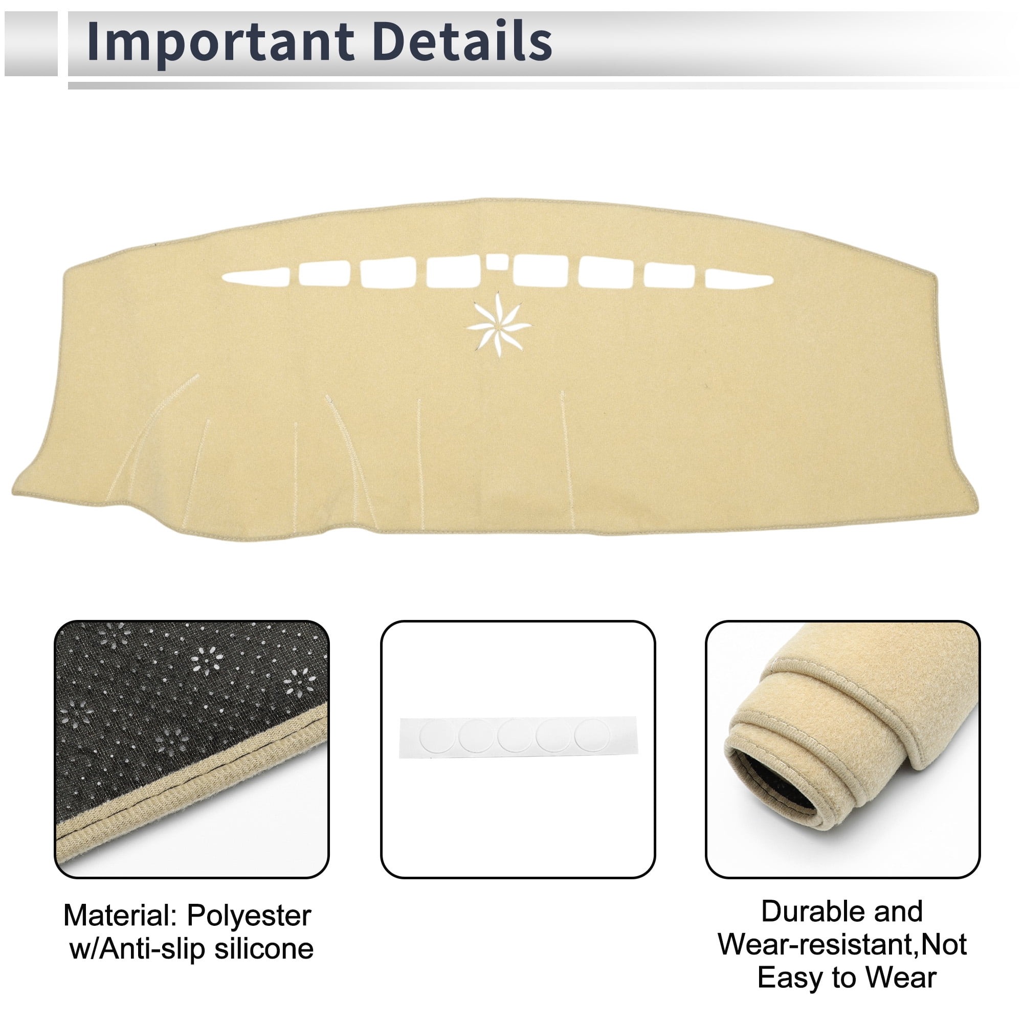 Unique Bargains Non-Slip Dashboard Cover for Ford Edge 2011-2014 Beige