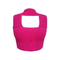 thumbnail image 3 of Women Halter Neck Knitted Tube Top Summer Solid Sleeveless Crop Top Slim Show Navel Backless Vest, 3 of 6