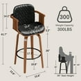 thumbnail image 2 of Hersunpl 26" Counter Stools Swivel Bar Stools with Arms, Set of 2 Upholstered Seat & Walnut Finish,Stools for Kitchen Counter(Black), 2 of 7
