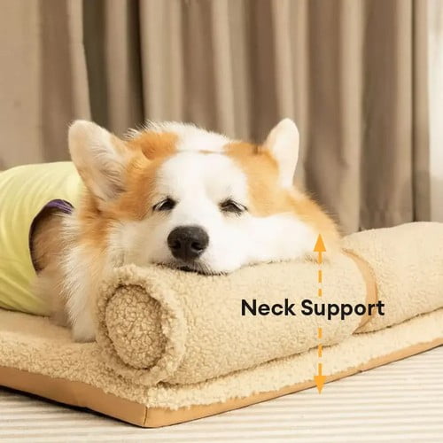 ShadeMart Grey Elevated & Thickened Pet Bed with Head Support, High-Quality Orthopedic Dog Bed Mattress, Comfort Curved Bolster for Neck & Head