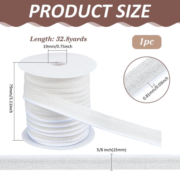 32.8 Yards Book Binding Headbands 5/8'' Flat Books Binding Ribbon Polycotton Book Headbands Books Endbands with Spools for Beginners Bookbinding Decoration Repairing White