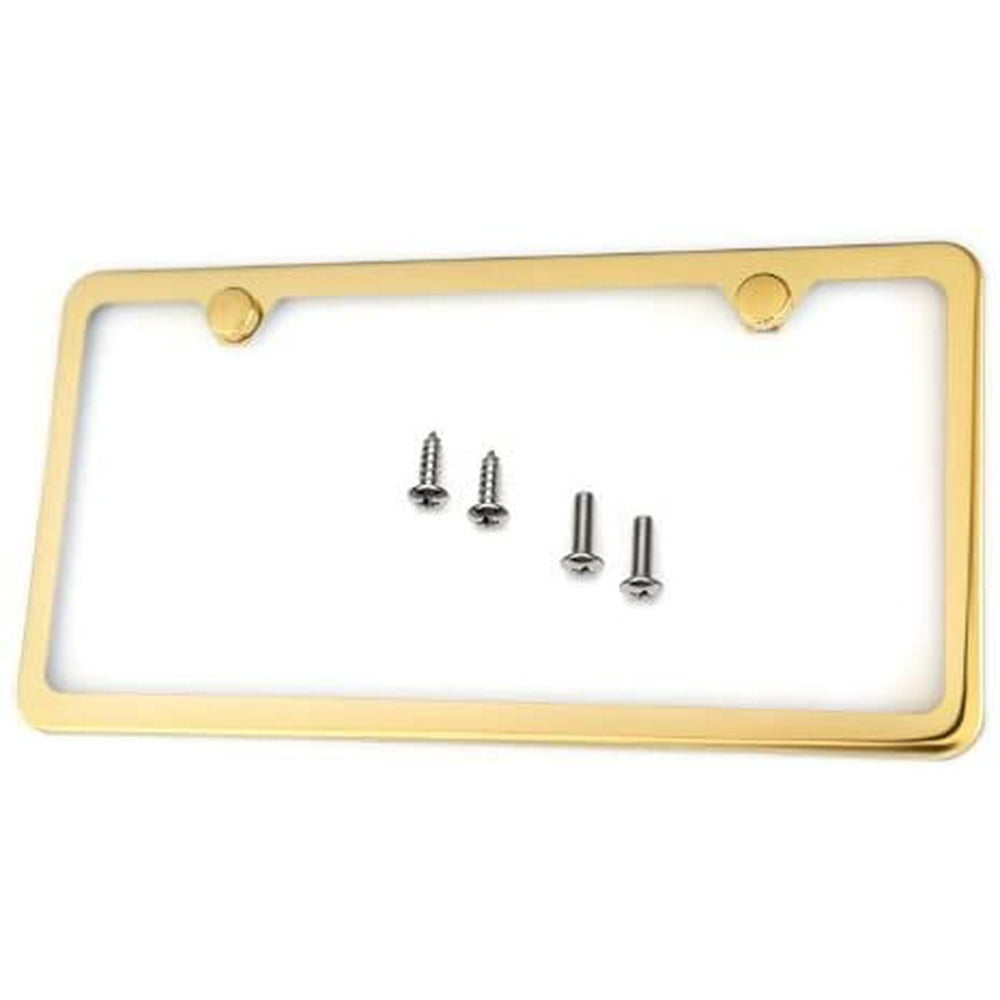Titanium Gold Slim Style Stainless Steel License Plate Frame Walmart