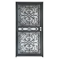 Sdstone Grisham Deluxe Steel Security Door with Tempered Glass Panel, Black, 36" × 80"