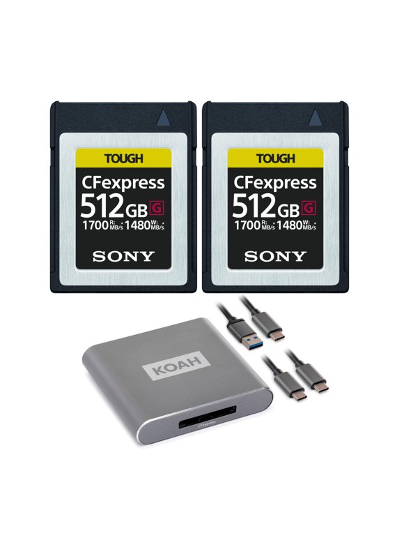 Sony 512GB Tough CEB-G Series CFexpress Type B Card (2-Pack) with Type B Card Reader