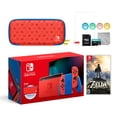 thumbnail image 1 of 2021 New Nintendo Switch Mario Red & Blue Limited Edition with Mario Iconography Carrying Case and Screen Protector Bundle With Zelda: Breath of the Wild And Mytrix Accessories, 1 of 9