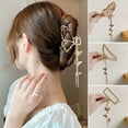 thumbnail image 1 of Hair Clips for Women - Tassel Claw Hollow Out Hair Decoration, Anti-break Ponytail Claw Hair Accessories, 1 of 7